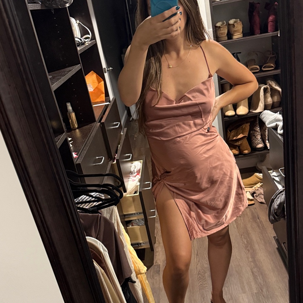 Satin Pink Slip Dress two colors